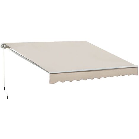main image of "Outsunny 3 x 2.5m Garden Manual Retractable Awning Sunshade w/ Winding Handle - Beige"