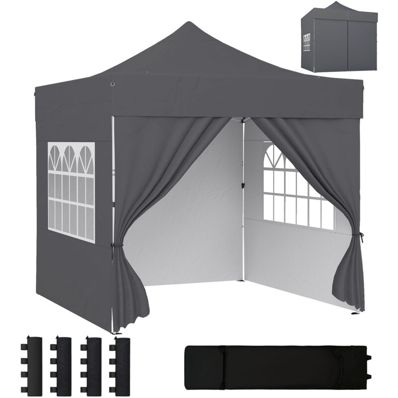 Outsunny 3 x 3 m Heavy Duty Pop Up Gazebo with Sides, UPF50+ Marquee Gazebo