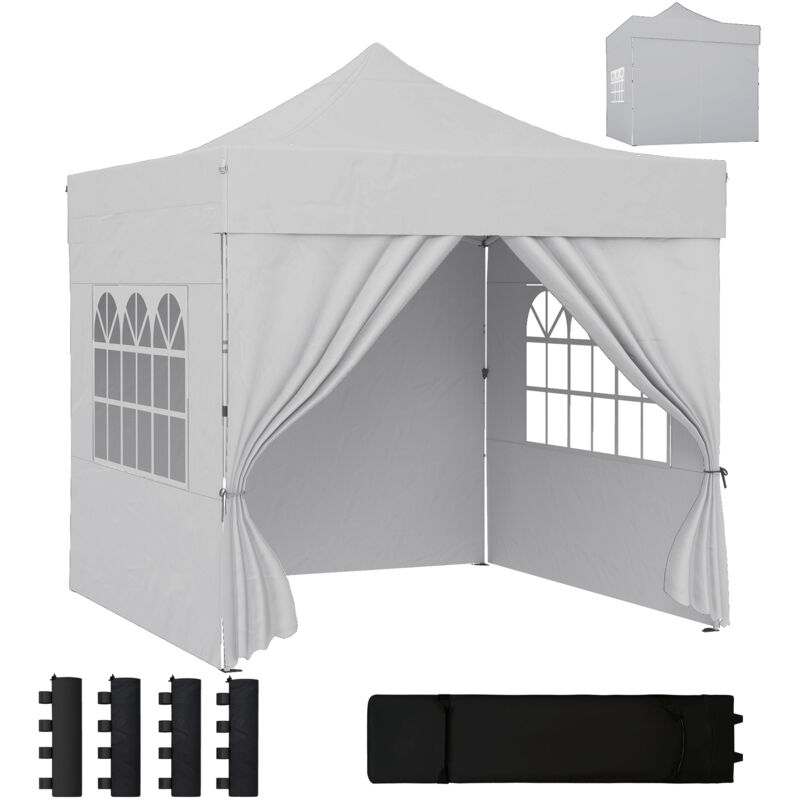 Outsunny 3 x 3 m Heavy Duty Pop Up Gazebo with Sides, UPF50+ Marquee Gazebo