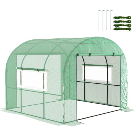 Outsunny 3 x 3 x 2m Polytunnel Greenhouse with Doors and Mesh Windows