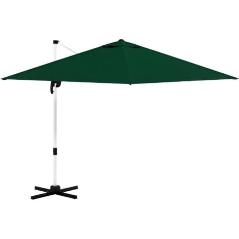 Outsunny 3 x 3(m) Cantilever Roma Parasol Garden Umbrella with Cross Base Green