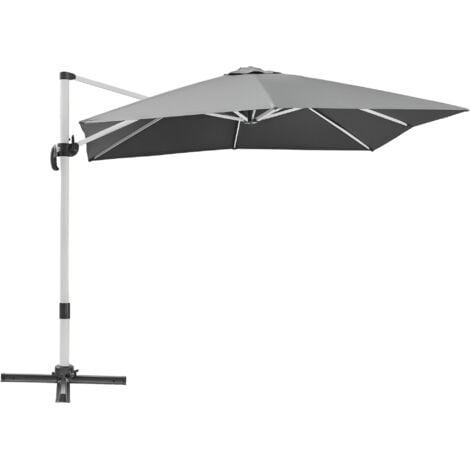 Outsunny 3 x 3(m) Cantilever Roma Parasol Garden Umbrella with Cross Base Grey