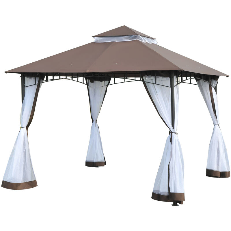 Outsunny 3 X Meter Metal Gazebo Garden Outdoor Marquee Party Tent Canopy Pavillion Patio Shelter With Mesh Sidewalls Curtains Khaki Gazebos - Metal Garden Gazebo With Curtain Sidewalls Outsunny 3 X Meter Metal Gazebo Garden Outdoor Marquee Party Tent Canopy Pavillion Patio Shelter With Mesh Sidewalls Curtains Khaki Gazebos - Metal Garden Gazebo With Curtain Sidewalls