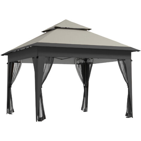 Outsunny 3 x 3(m) Pop Up Gazebo, Instant Shelter with Mosquito Netting Grey