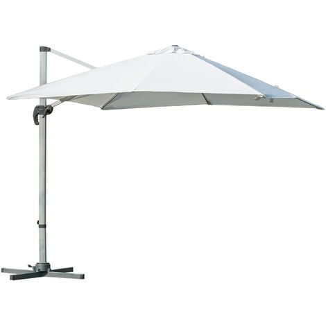 Outsunny 3 x 3(m) Roma Parasol Square Cantilever Umbrella w/ Crank & Tilt White