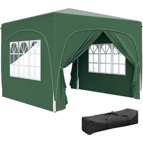 Outsunny 3 x 3(m) UPF50+ Pop Up Gazebo with Sides and Carry Bag, Dark Green