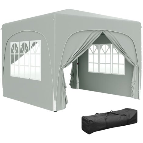 Outsunny 3 x 3(m) UPF50+ Pop Up Gazebo with Sides and Carry Bag, Light Grey