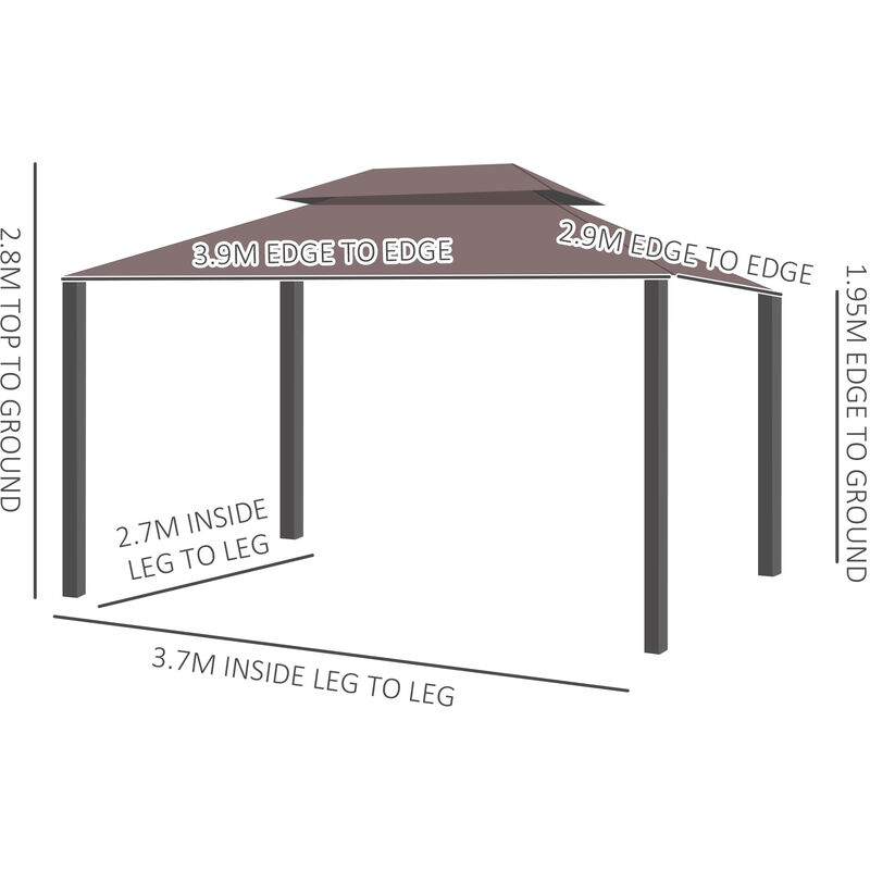 Outsunny 3 X 4m Aluminium Metal Gazebo Canopy Patio Garden W Nets