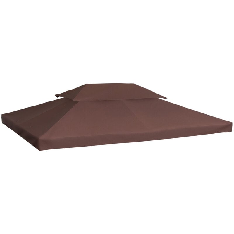 Outsunny 3 x 4m Gazebo Canopy Roof Top Replacement Pavilion 2 Tier - Brown