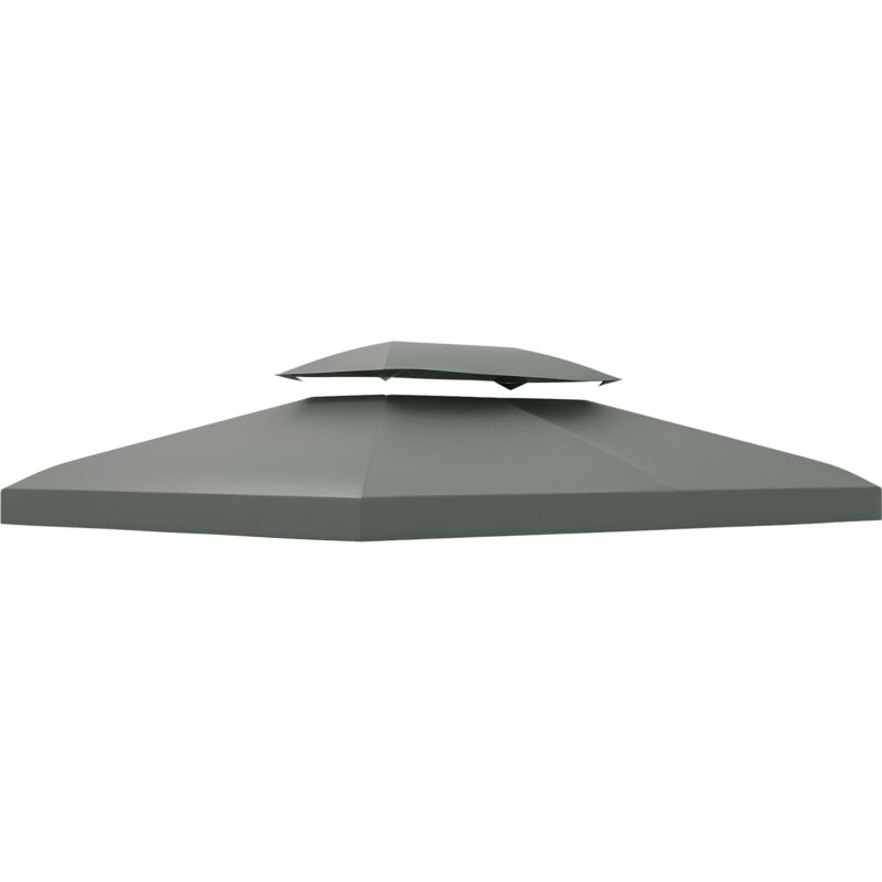 3x4m Gazebo Replacement Roof Canopy 2 Tier Top uv Cover Patio Deep Grey - Outsunny