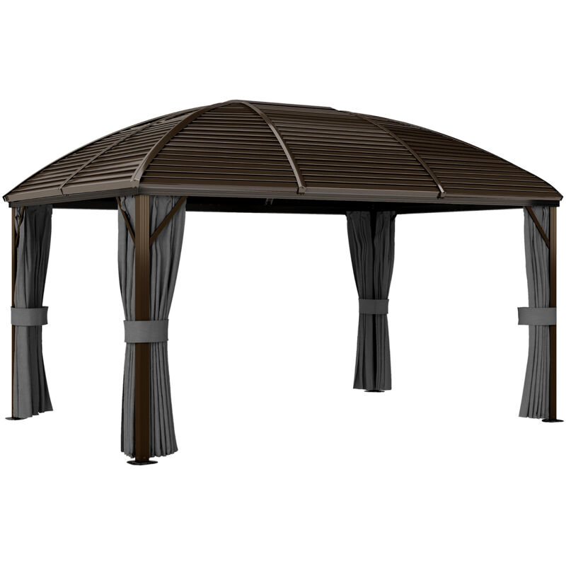 Outsunny 3 x 4m Hardtop Gazebo Aluminium Garden Pavilion Dark Grey