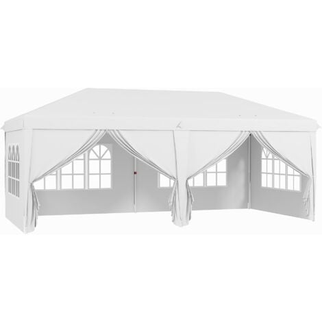 Outsunny 3 x 6 m Pop Up Gazebo with Sides and Windows White
