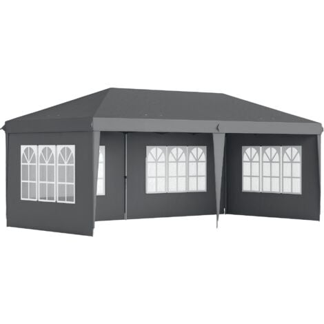 Outsunny 3 x 6m Garden Pop Up Gazebo, Height Adjustable Grey