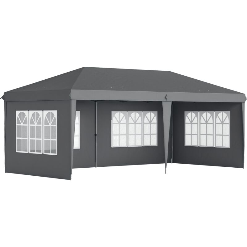 Outsunny - 3 x 6m Garden Pop Up Gazebo, Height Adjustable Grey