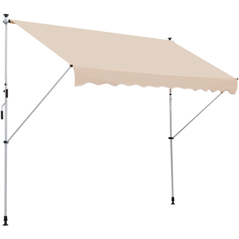 300 x 150cm Manual Awning Adjustable Floor-To-Ceiling Shade Beige - Outsunny
