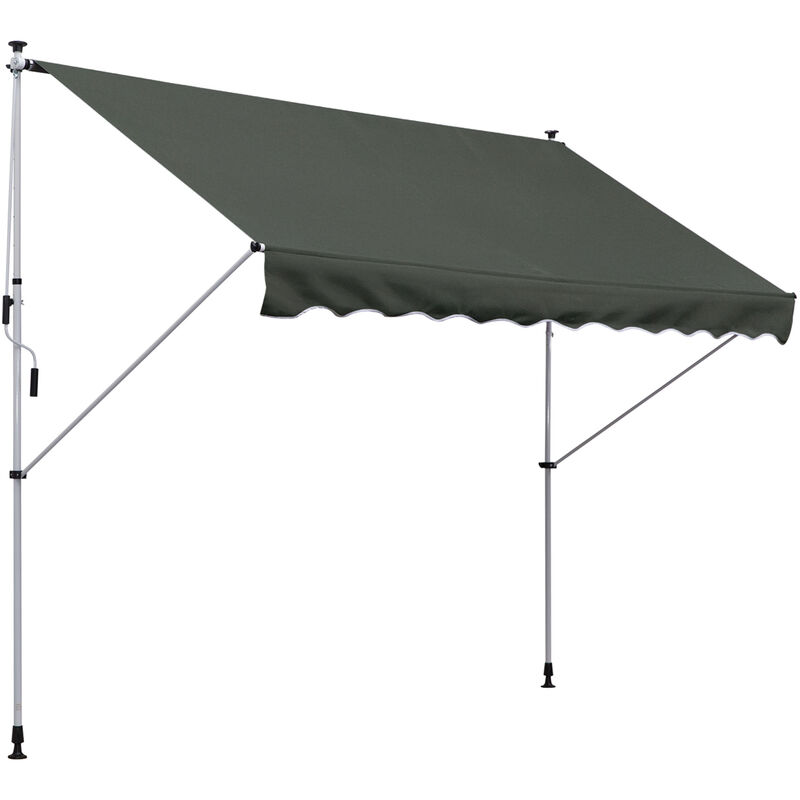 300 x 150cm Manual Awning Adjustable Floor-To-Ceiling Shade Grey - Outsunny