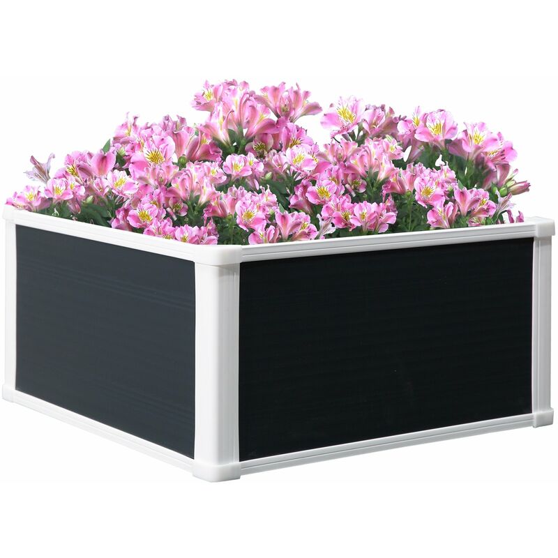 Garden Raised Bed Planter Grow Containers for Outdoor Patio Plant Flower Vegetable Pot PP 60 x 60 x 30 cm - Outsunny