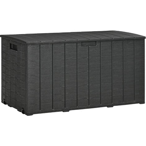 Centurion Supports TUNGSTEN 450 Litre 119 Gallon Waterproof Extra Large  Lockable Easy-Open Garden Storage Box in Black