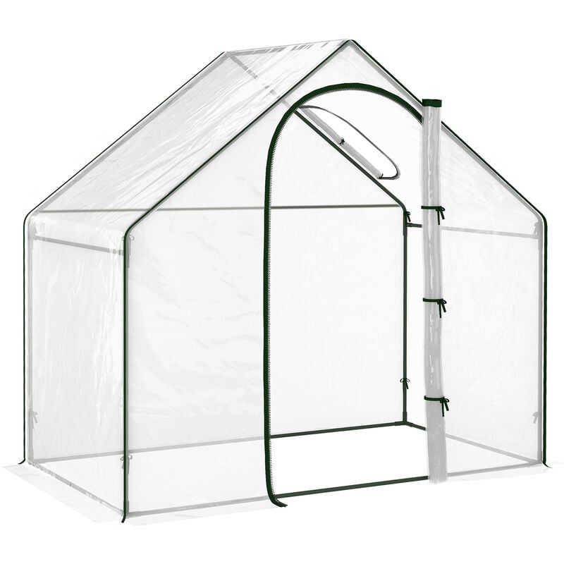 Walk-In Portable Greenhouse Mini Grown House Steel Frame Window White - Green - Outsunny