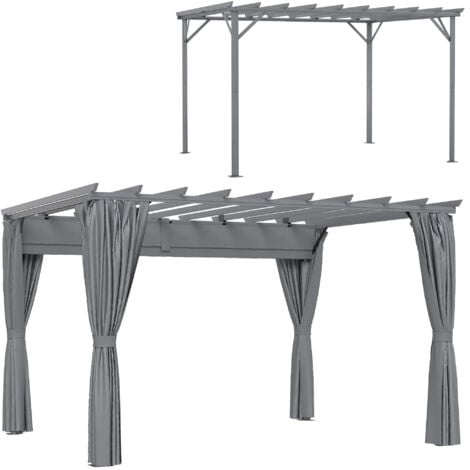 Outsunny 3.6 x 3(m) Outdoor Retractable Pergola Gazebo Sun Shade Canopy Curtains
