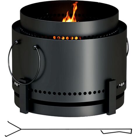 Outsunny 37cm Smokeless Wood Burning Firepit Metal Fire Pit, Black