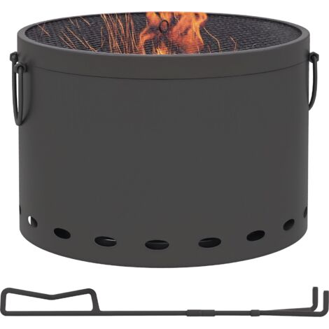 Outsunny 38cm Smokeless Wood Burning Firepit Metal Fire Pit, Dark Grey