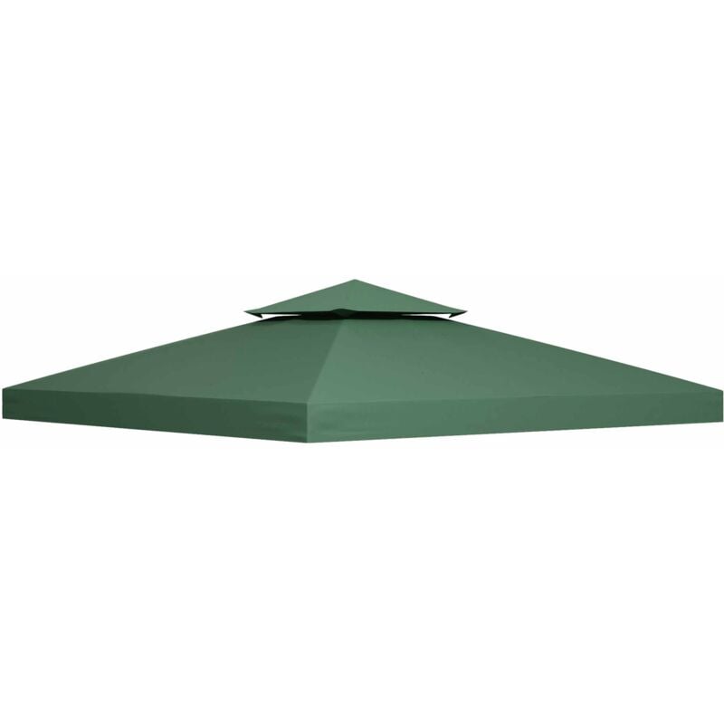 3(m) 2 Tier Garden Gazebo Top Cover Replacement Canopy Roof Green - Outsunny