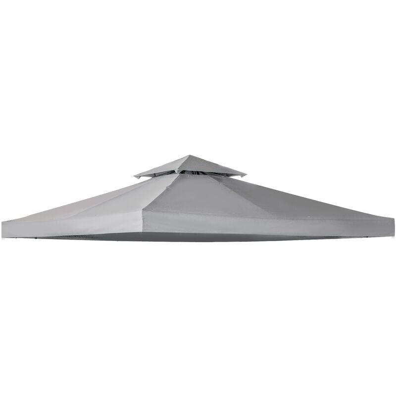 3(m) 2 Tier Garden Gazebo Top Cover Replacement Canopy Roof Light Grey - Outsunny