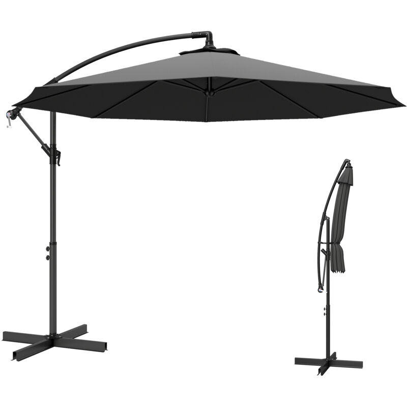 Outsunny 3(m) Banana Parasol Cantilever Umbrella Garden