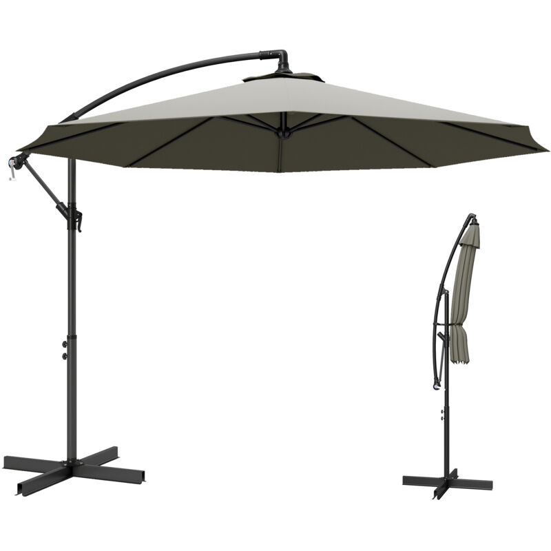 Outsunny 3(m) Banana Parasol Cantilever Umbrella Garden