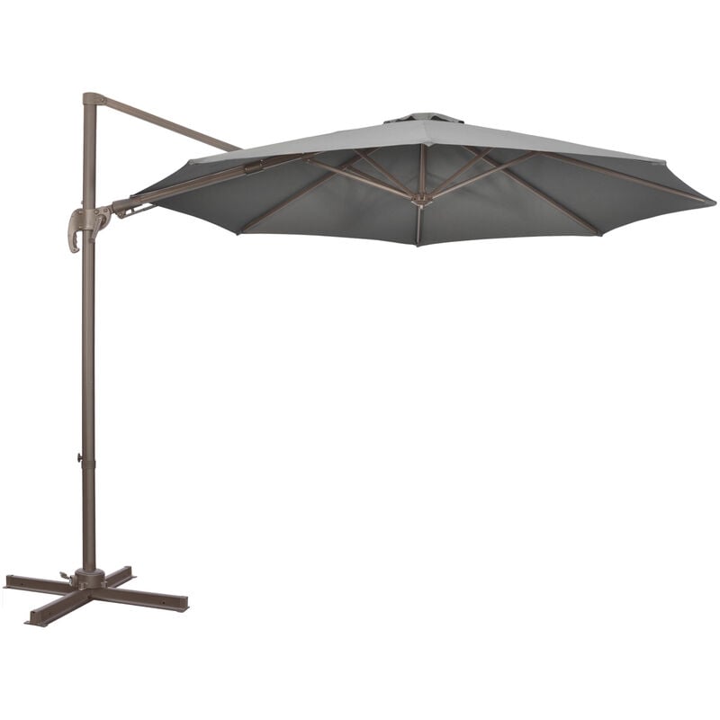 Outsunny - 3(m) Cantilever Parasol 360掳 Rotation Roma Umbrella Hanging Sun Shade Dark Grey