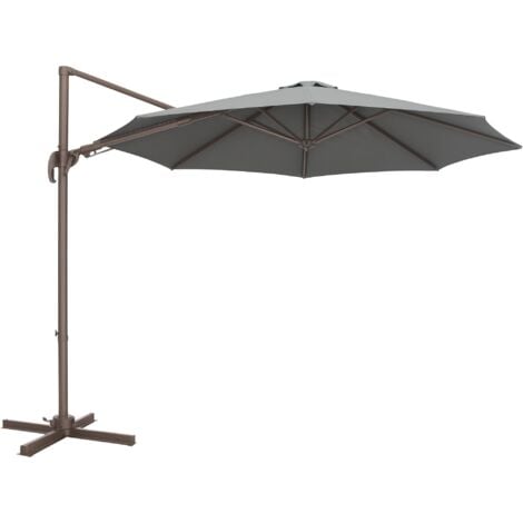 Outsunny 3(m) Cantilever Parasol 360° Rotation Roma Umbrella Hanging Sun Shade Dark Grey