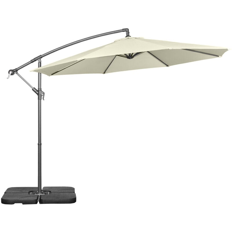 Outsunny 3(m) Garden Banana Parasol Cantilever Umbrella w/ Base Weights & Cover Beige