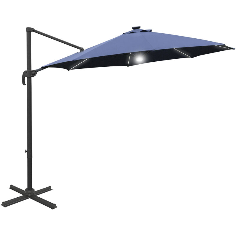 3(m) LED Cantilever Outdoor Sun Umbrella Base Solar Lights Blue - Outsunny