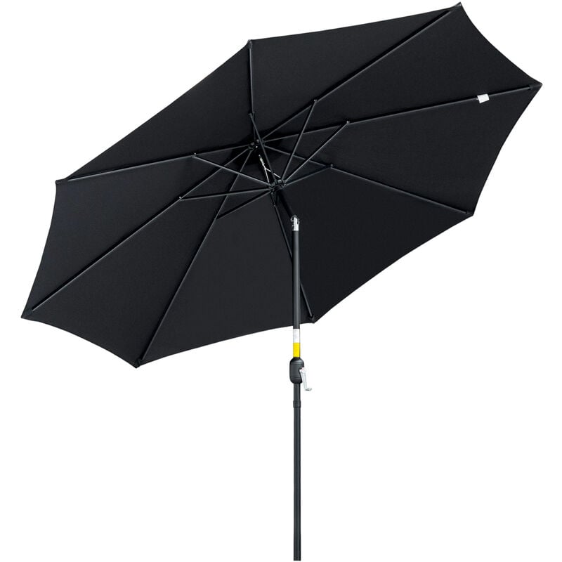 Outsunny 3(m) Patio Umbrella Outdoor Sunshade Canopy w/ Tilt & Crank Black