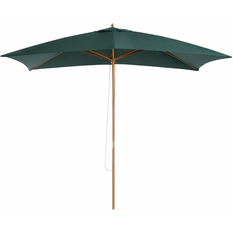 3 x 2m Wooden Garden Parasol Sunshade Patio Umbrella - Green - Outsunny