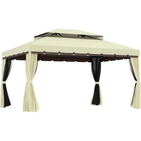 Outsunny 3m x 3.6m Aluminium Gazebo Canopy Patio Marquee Party Tent Cream