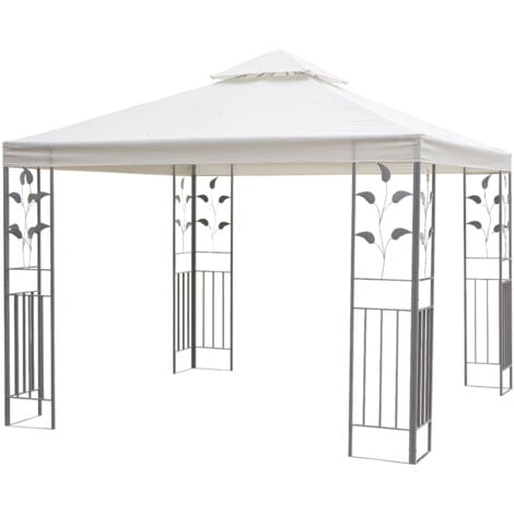 Outsunny 3m x 3m Outdoor Decorative Garden Gazebo Canopy Steel Frame Cream