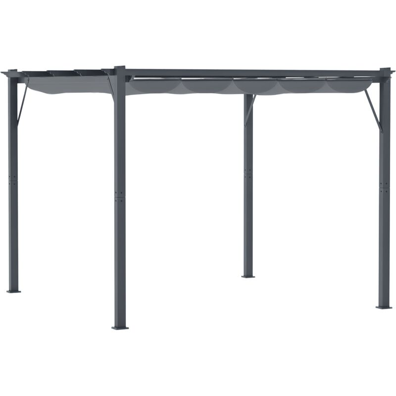 3x3(m) Pergola Gazebo Sun Shade Shelter Aluminium Garden Canopy Dark Grey - Outsunny