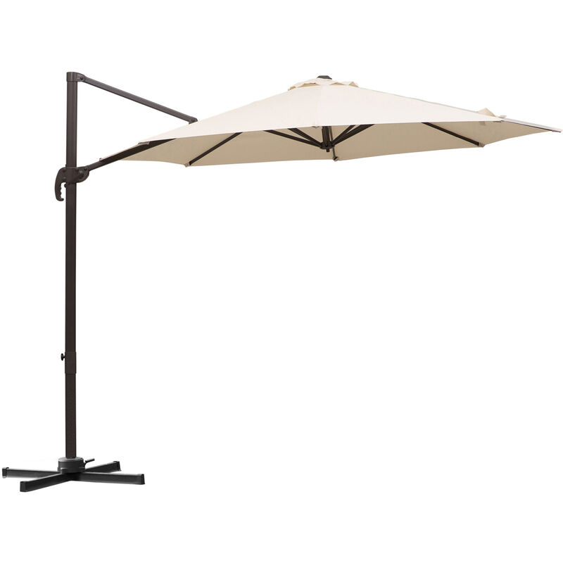 3M x 5M Sun Shade Cantilever Hanging Parasol w/ Hand Crank - Outsunny