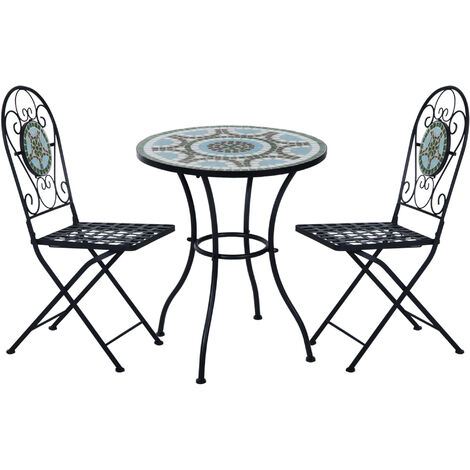 Outsunny 3pc Bistro Set Dining Folding Chairs Patio Furniture Outdoor