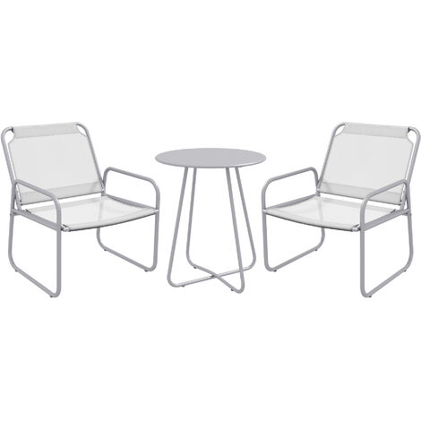 Outsunny 3tlg. Bistro-Set, Balkonmöbel-Set inkl. 1 Tisch, 2 Stühlen, Gartenmöbel-Set, Gartensitzgruppe für Garten, Terrasse, Mesh, Hellgrau
