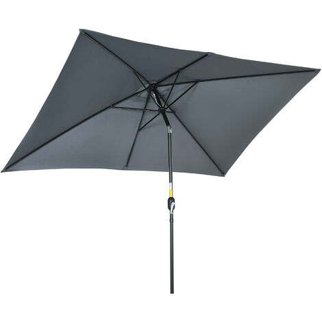 main image of "Outsunny 3x2m Patio Umbrella Canopy Parasol Garden Tilt Crank Rectangular Sun Shade Steel Dark Grey"