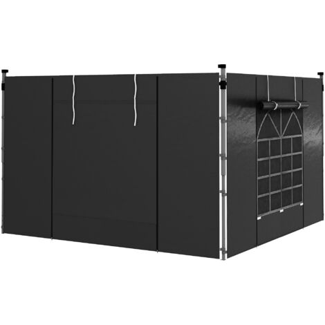 Outsunny 3x3(m) or 3x6m Pop Up Gazebo Side Panels Replacement, 2 Pack Black