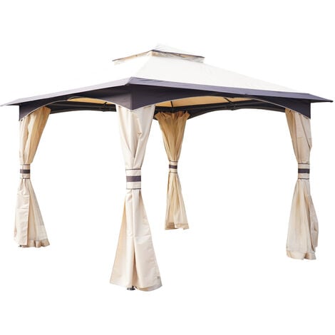 Outsunny 3x3(m) Patio Gazebo with Vented Roof and Mesh Sidewall