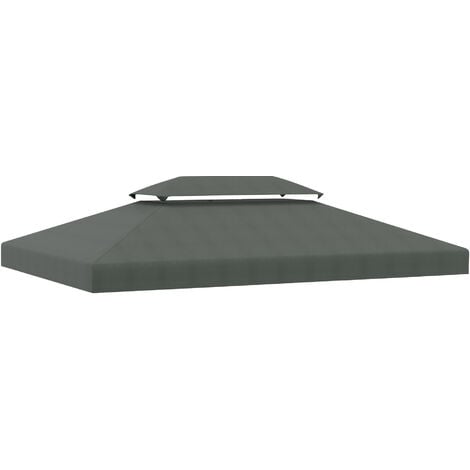 main image of "Outsunny 3x4m Gazebo Replacement Roof Canopy 2 Tier Top UV Cover Patio Deep Grey"