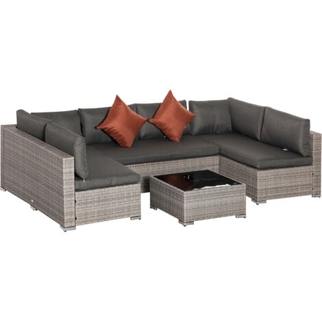 Outsunny 4 PCS Patio PE Rattan Wicker Sofa Conservatory Outdoor Furniture Set