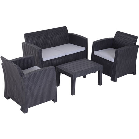 Outsunny 4 Piece Faux Wicker Rattan Style Outdoor Sofa Set Garden Furniture Uk84b 3150331