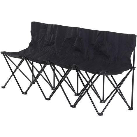 main image of "Outsunny 4 Seat Sport Bench Camp Seat Folding Portable Camping Chair with Carrying Case - Black"