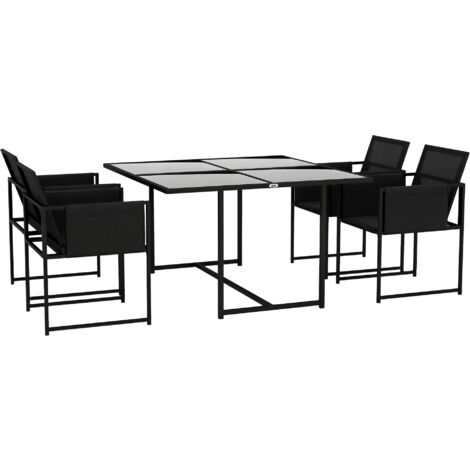 Outsunny 4 Seater Outdoor Table and Chairs with Adjustable Backrest for Garden